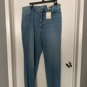 Button front jeans